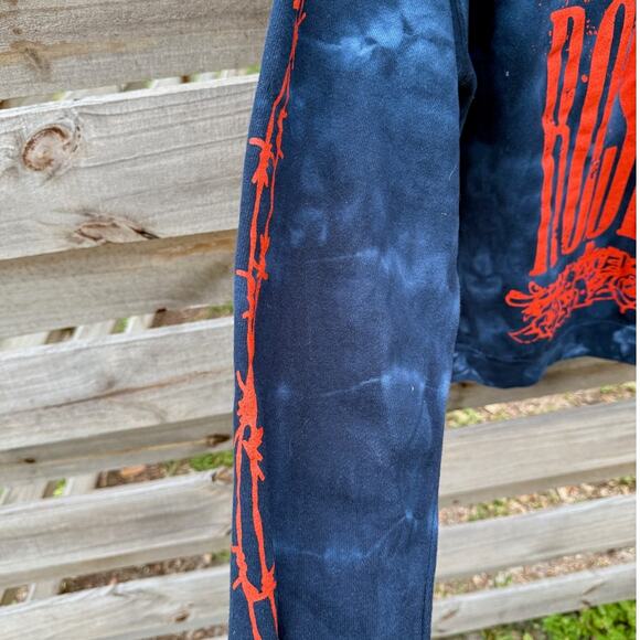 Guns N Roses Perhaps barb wire Blue Tie Dye hoodie Sweatshirt Size XL - Picture 4 of 6